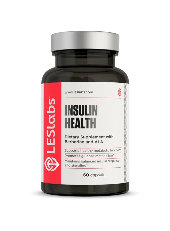 LES Labs Insulin Health – Metabolic Health, Glucose Support, Lipid & Carbohydrate Metabolism – Berberine, Chromium, Olive Leaf, Alpha Lipoic Acid & Vanadium – Non-GMO Supplement – 60 Capsules - Image 1